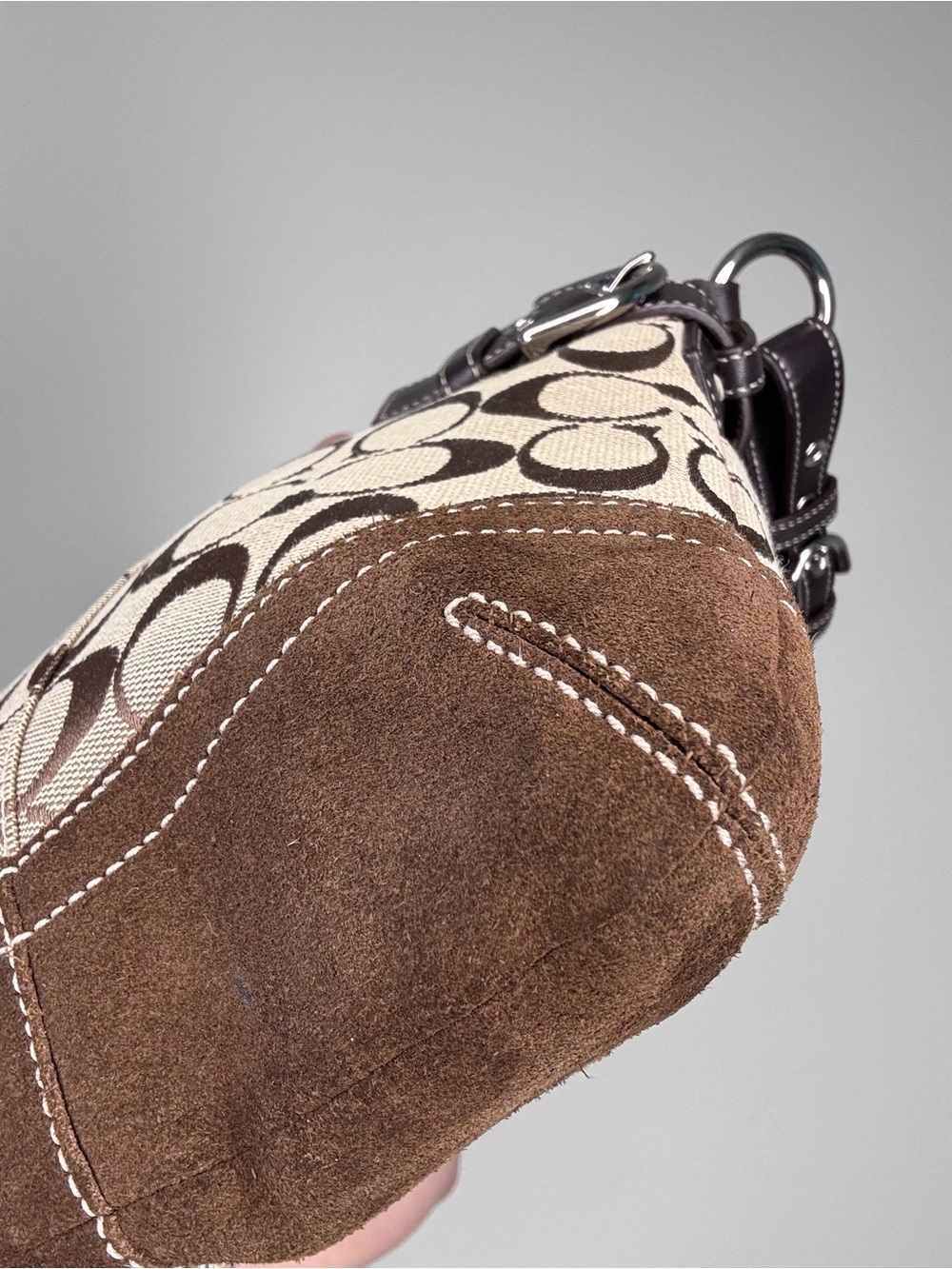 Coach SoHo Slim Duffle Brown Suede trim - Picture 10 of 17